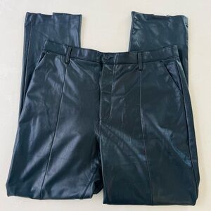 Abercrombie Black Vegan Leather Skinny Ultra High Rise Pants 34